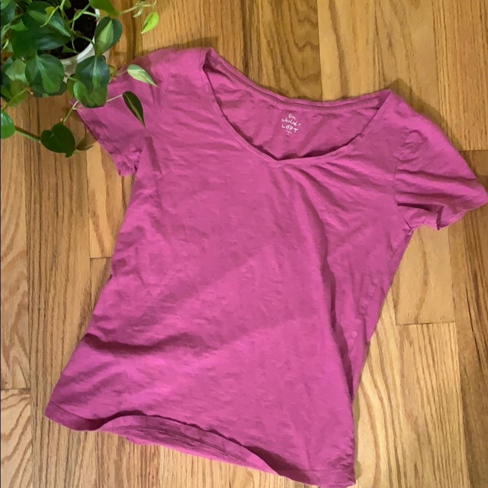 LOFT Fuchsia V-Neck Tee